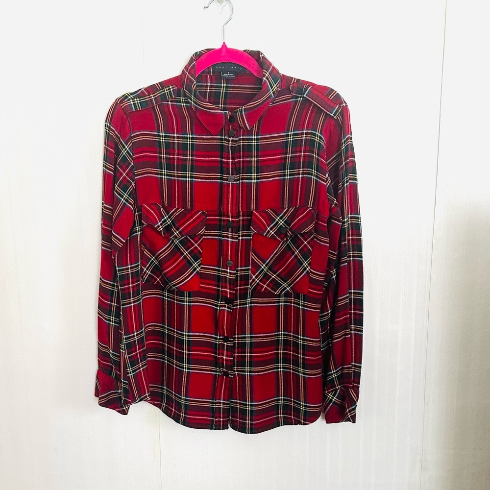 Sanctuary Red Plaid Button Down Shirt